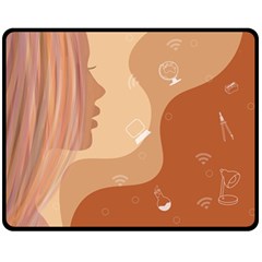 Online Woman Beauty Brown Double Sided Fleece Blanket (medium)  by Mariart