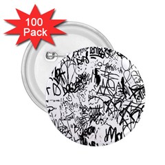 Black And White Graffiti Abstract Collage 2 25  Buttons (100 Pack)  by dflcprintsclothing