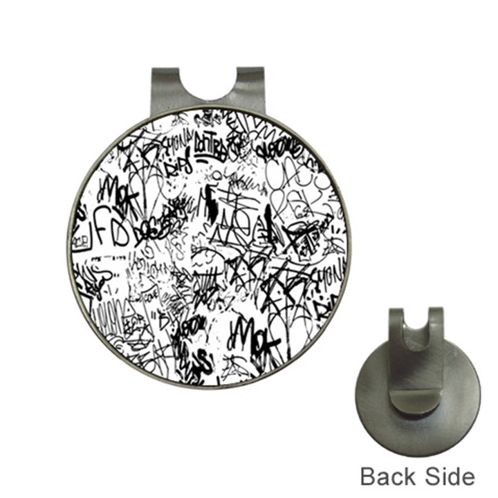 Black And White Graffiti Abstract Collage Hat Clips with Golf Markers