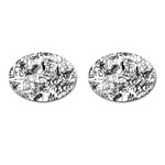 Black And White Graffiti Abstract Collage Cufflinks (Oval) Front(Pair)