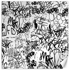 Black And White Graffiti Abstract Collage Canvas 12  X 12  by dflcprintsclothing