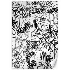 Black And White Graffiti Abstract Collage Canvas 12  X 18  by dflcprintsclothing