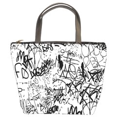 Black And White Graffiti Abstract Collage Bucket Bag by dflcprintsclothing