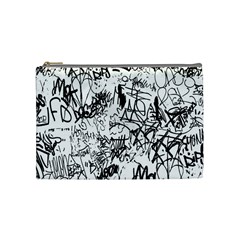 Black And White Graffiti Abstract Collage Cosmetic Bag (medium) by dflcprintsclothing