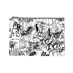 Black And White Graffiti Abstract Collage Cosmetic Bag (large)