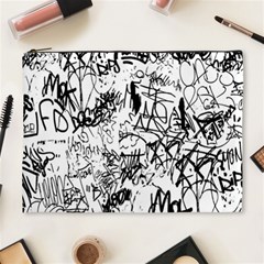 Black And White Graffiti Abstract Collage Cosmetic Bag (xl) by dflcprintsclothing