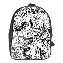 Black And White Graffiti Abstract Collage School Bag (xl) by dflcprintsclothing