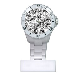 Black And White Graffiti Abstract Collage Plastic Nurses Watch