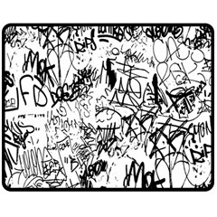 Black And White Graffiti Abstract Collage Double Sided Fleece Blanket (medium)  by dflcprintsclothing