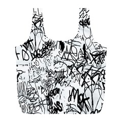 Black And White Graffiti Abstract Collage Full Print Recycle Bag (l)