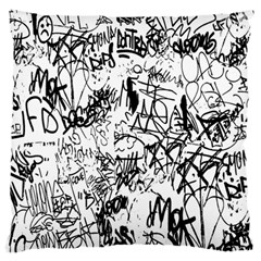 Black And White Graffiti Abstract Collage Large Flano Cushion Case (two Sides) by dflcprintsclothing