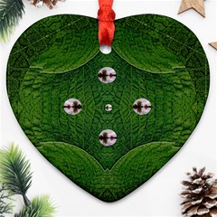 One Island In A Safe Environment Of Eternity Green Ornament (heart) by pepitasart