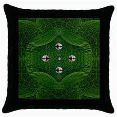 One Island In A Safe Environment Of Eternity Green Throw Pillow Case (black) by pepitasart