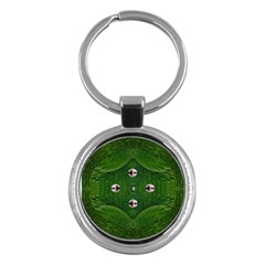 One Island In A Safe Environment Of Eternity Green Key Chain (round) by pepitasart