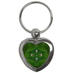 One Island In A Safe Environment Of Eternity Green Key Chain (heart) by pepitasart