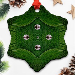 One Island In A Safe Environment Of Eternity Green Snowflake Ornament (two Sides) by pepitasart