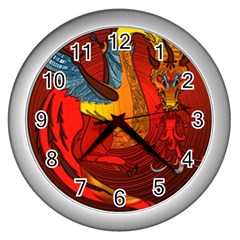 Dragon Metallizer Wall Clock (silver) by HermanTelo