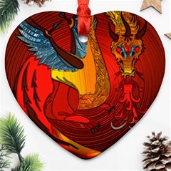 Dragon Metallizer Heart Ornament (two Sides) by HermanTelo