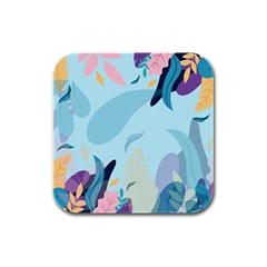 Nature Leaves Plant Background Rubber Square Coaster (4 Pack)  by Mariart