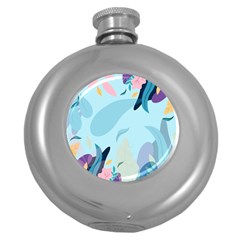 Nature Leaves Plant Background Round Hip Flask (5 Oz) by Mariart