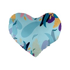 Nature Leaves Plant Background Standard 16  Premium Flano Heart Shape Cushions by Mariart