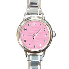 Pink Knitting Round Italian Charm Watch by goljakoff