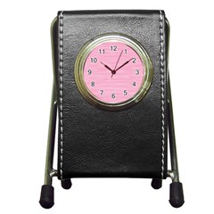 Pink Knitting Pen Holder Desk Clock by goljakoff