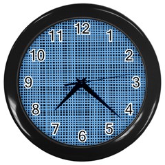 Blue Knitting Pattern Wall Clock (black) by goljakoff