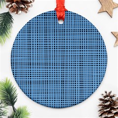 Blue Knitting Pattern Round Ornament (two Sides) by goljakoff