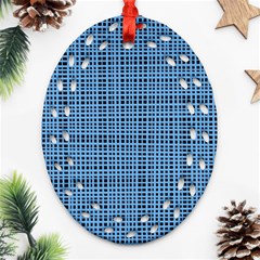 Blue Knitting Pattern Oval Filigree Ornament (two Sides) by goljakoff