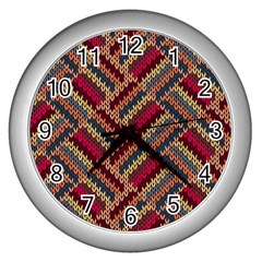 Geometric Knitting Wall Clock (silver) by goljakoff