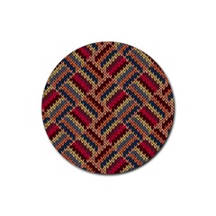 Geometric Knitting Rubber Round Coaster (4 Pack)  by goljakoff