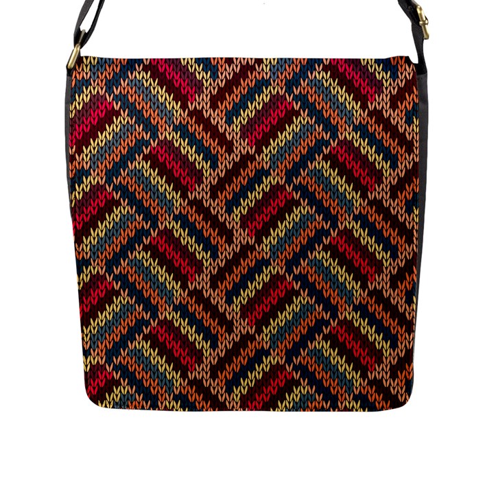 Geometric knitting Flap Closure Messenger Bag (L)