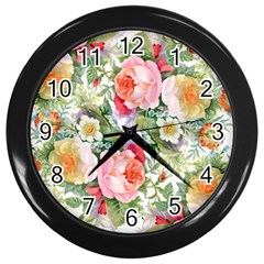 Vintage Flowers Wall Clock (black) by goljakoff