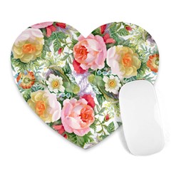 Vintage Flowers Heart Mousepads by goljakoff