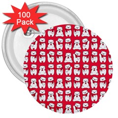 Cute Winter Bear 3  Buttons (100 Pack)  by designsbymallika