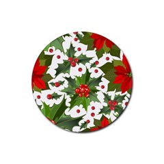 Christmas Berries Rubber Coaster (round)  by goljakoff