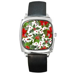 Christmas Berries Square Metal Watch by goljakoff