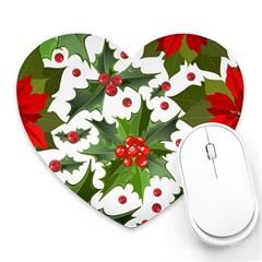 Christmas Berries Heart Mousepads by goljakoff