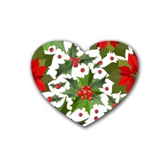 Christmas Berries Rubber Coaster (heart)  by goljakoff