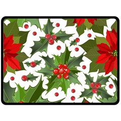 Christmas Berries Fleece Blanket (large)  by goljakoff