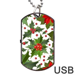 Christmas Berries Dog Tag Usb Flash (one Side) by goljakoff