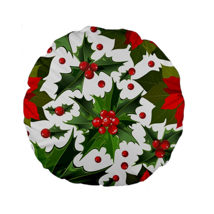 Christmas berries Standard 15  Premium Round Cushions