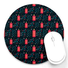 Christmas Candles Round Mousepads by designsbymallika