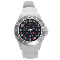 Christmas Candles Round Plastic Sport Watch (l) by designsbymallika