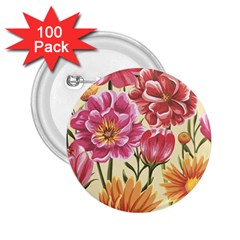 Retro Flowers 2 25  Buttons (100 Pack)  by goljakoff