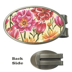 Retro Flowers Money Clips (oval)  by goljakoff