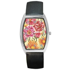 Retro Flowers Barrel Style Metal Watch by goljakoff