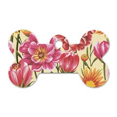 Retro Flowers Dog Tag Bone (two Sides) by goljakoff