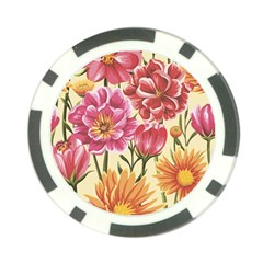 Retro Flowers Poker Chip Card Guard by goljakoff